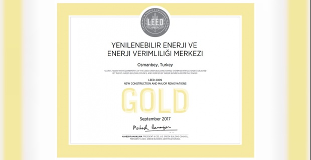 GAP YENEV’E Uluslararası Altın Sertifika.