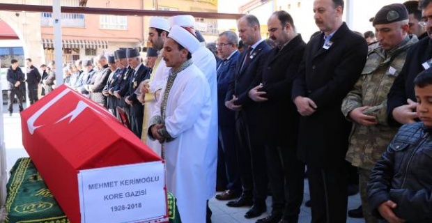 Kore Gazisi Mehmet Kerimoğlu, son yolculuğuna uğurlandı.