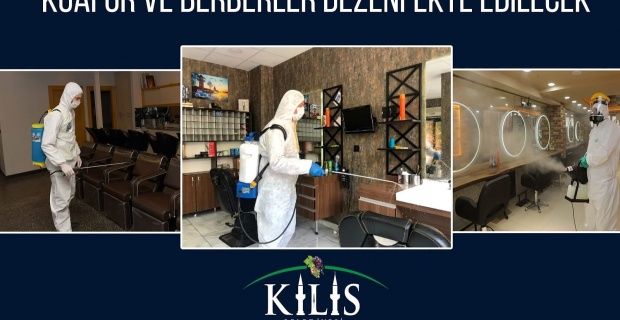 Kilis Belediyesi "Berber ve Kuaför Salonlarına ilaçlama ve dezenfekte çalışması başlatıldı"