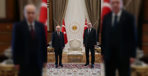 Cumhurbaşkanı Erdogan,MHP Genel Başkanı Bahçeli'yi Cumhurbaşkanlığı Külliyesinde kabul etti.