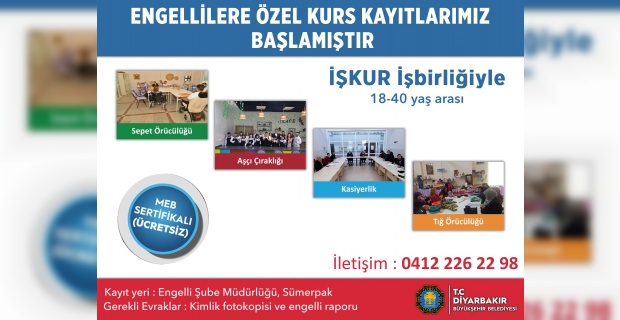 Diyarbakır Büyükşehir Belediyesi "Engellilere Yönelik Kurslarımızı Yeniden Başlatıyoruz"
