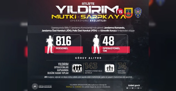 Bitlis'te, YILDIRIM 15 MUTKİ-SARPKAYA Operasyonu başlatıldı