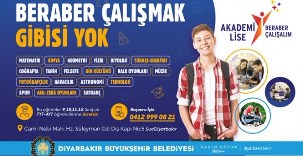 Diyarbakır Büyükşehir "Akademi Lise başvuruları devam ediyor"