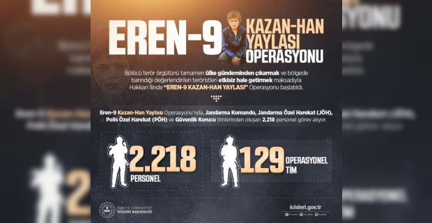 Hakkari'de 2 bin 218 personelle 'Eren-9 Kazan-Han Yaylası' operasyonu başlatıldı.