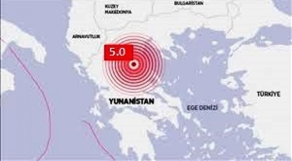 Yunanistan'ın Larisa kenti yakınlarında saat 21.24'te 5,0 büyüklüğünde bir deprem meydana geldi.