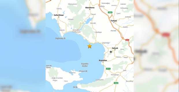 Ege Denizi - Kuşadası Körfezi - Menderes (İzmir) 5.1 Büyüklüğünde deprem