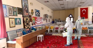 Malatya Büyükşehir Belediyesi "Hacı Bektaş Veli Kültür Merkezi Vakfı Genel Merkezi'nde dezenfektasyon çalışmalarını tamamladık."