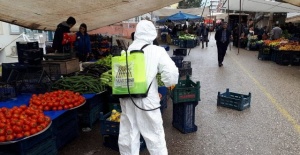 Mardin'de semt pazarları dezenfekte ediliyor.
