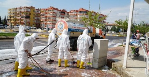 Haliliye'de Karşıyaka Mahallesi dezenfekte edildi.